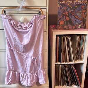 Vintage y2k Linen Juicy Couture Ruffle Tube Dress Mini Strapless Lilac XL P&G